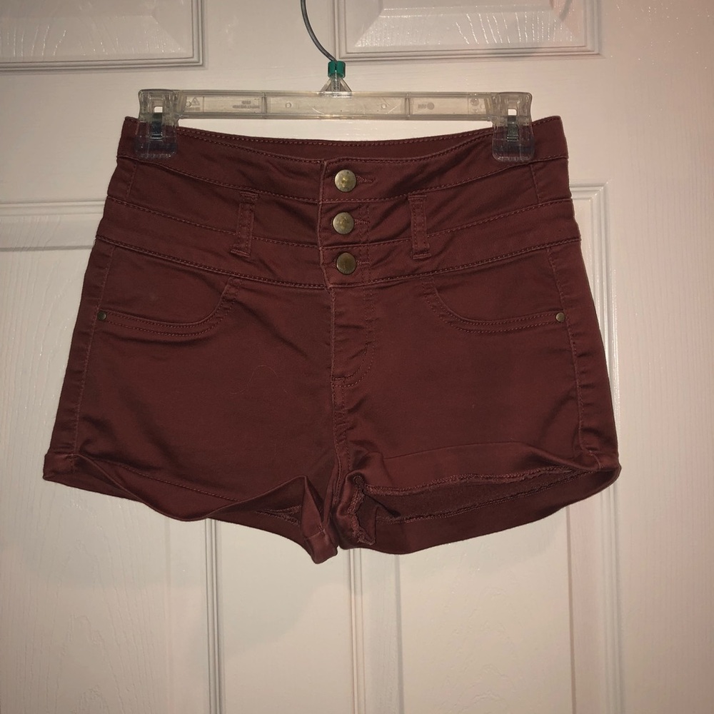 Maroon high waisted shorts